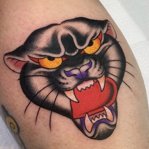 Black Panther Tattoo in Traditional Style