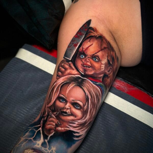 Chucky Tattoo on Inner Arm
