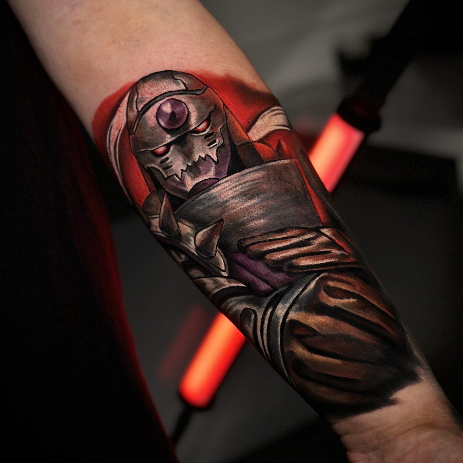 Alphonse Elric Tattoo in Color on Forearm