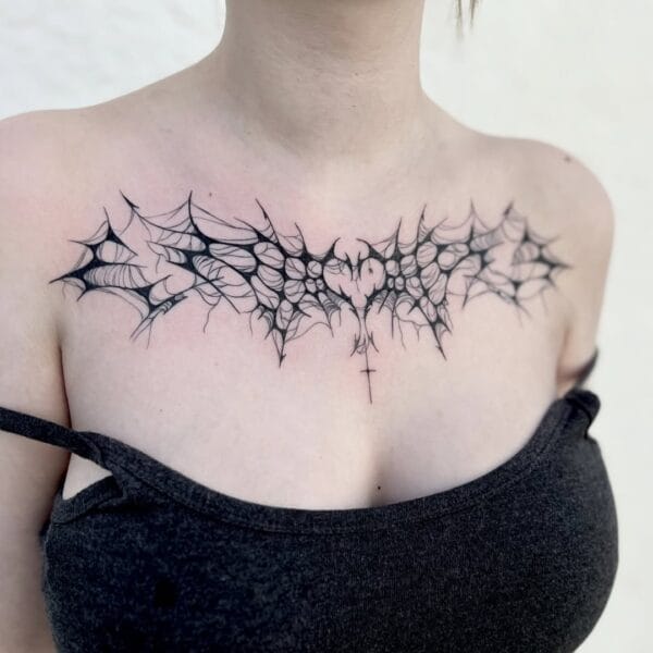 Chest Tattoo in Cybersigilism Style