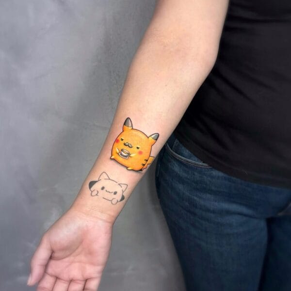 Fun Pikachu Pokémon Tattoo on Forearm