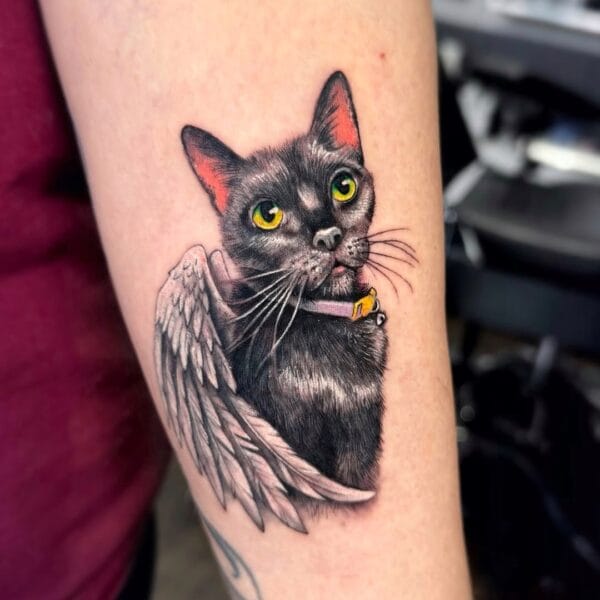 Cat Portrait Memorial Tattoo