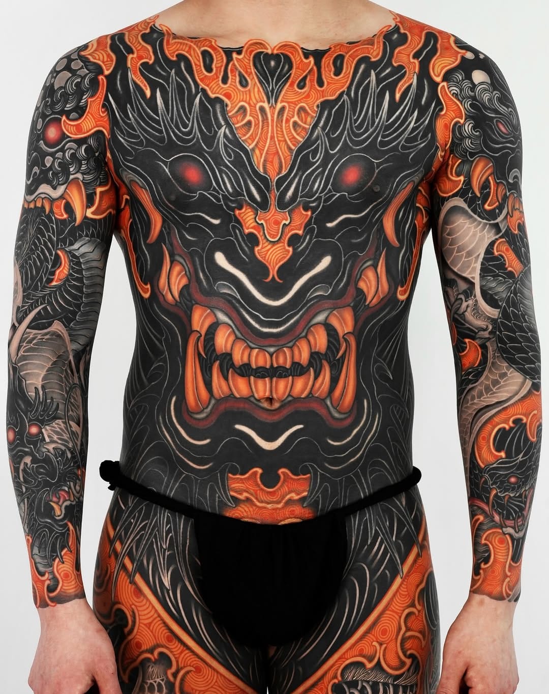Japanese Full Body Suit Tattoo with Black and Color Work