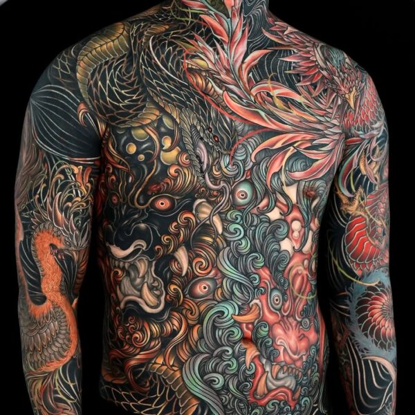 Full Body Suit Neo Japanese Tattoo with Torso Back and Sleeves
