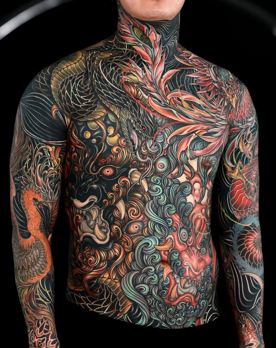 Full Body Suit Neo Japanese Tattoo with Torso Back and Sleeves