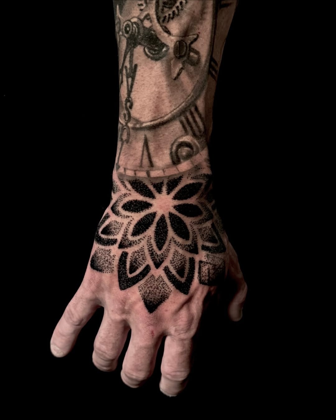 Sacred Geometry Tattoo in Dotwork Style