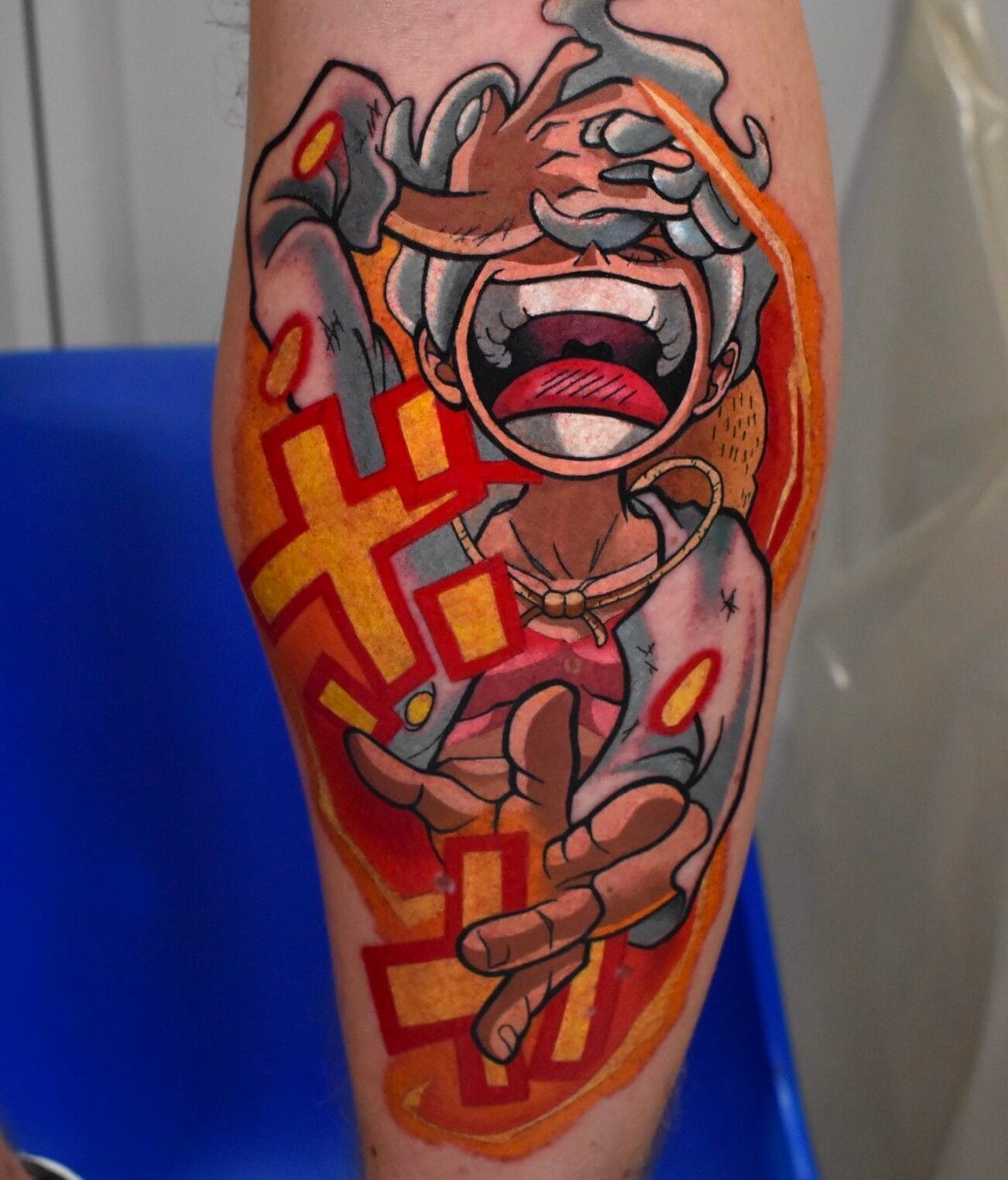 Gear 5 Anime Tattoo on Calf