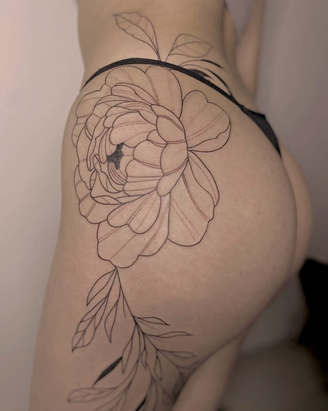 Botanical Flower Hip Tattoo