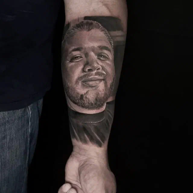 black and gray portrait realism tattoo los angeles