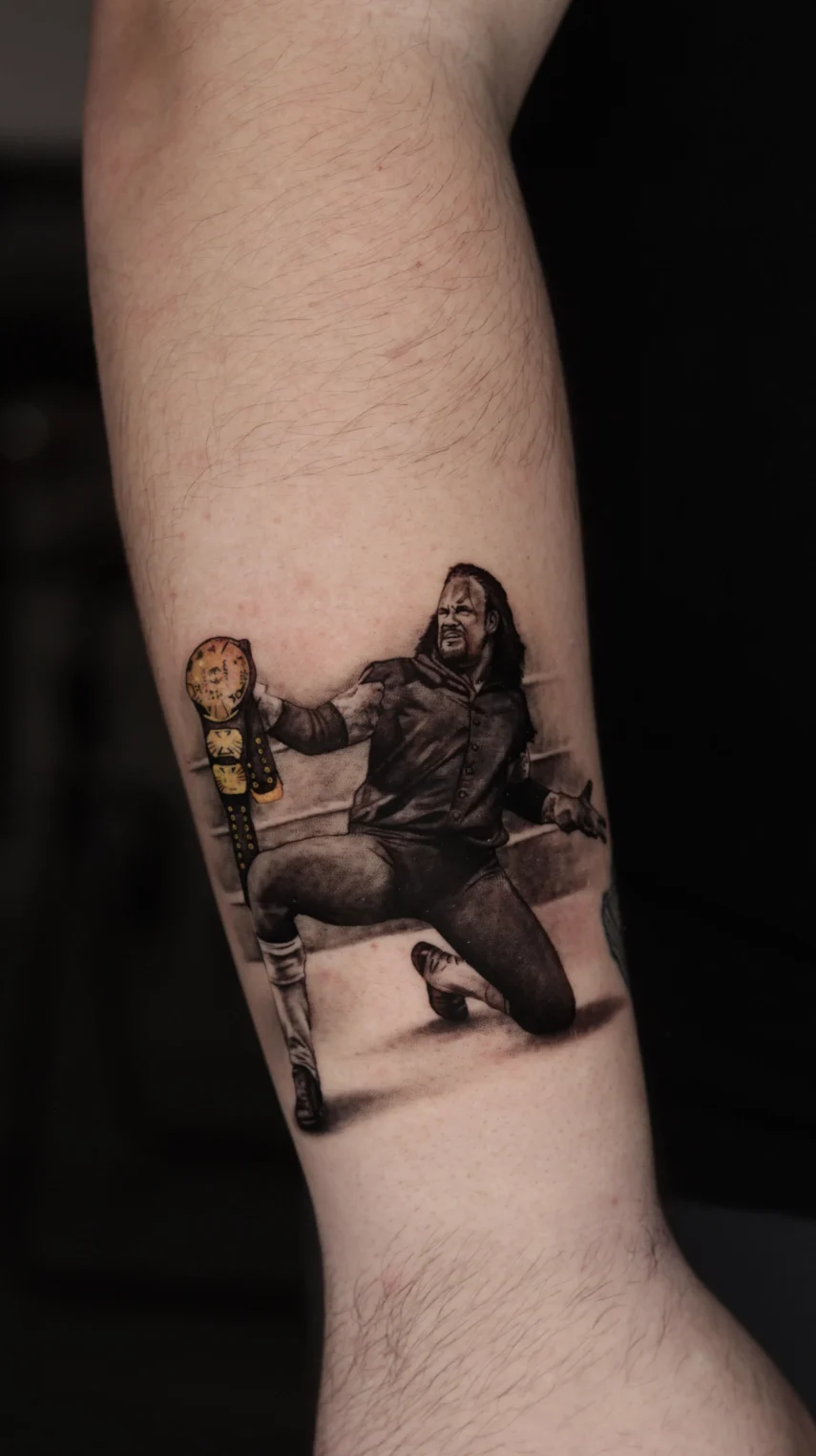 wrestler The Undertaker micro realism tattoo mar vista