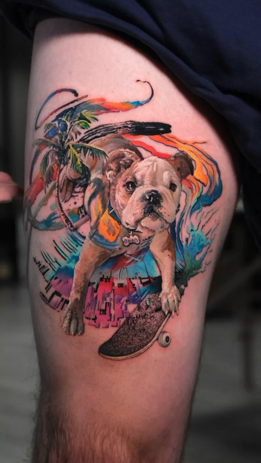 color realism dog portrait tattoo rancho park