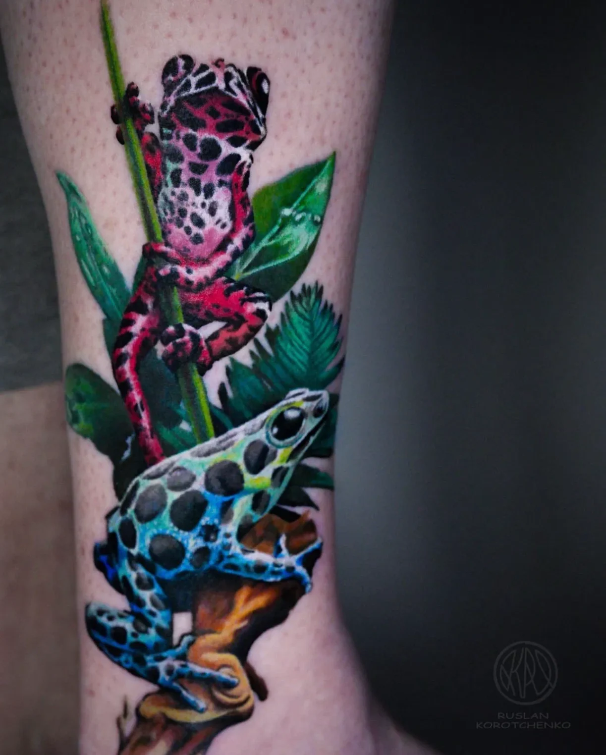 color realism poisonous frog tattoo los angeles