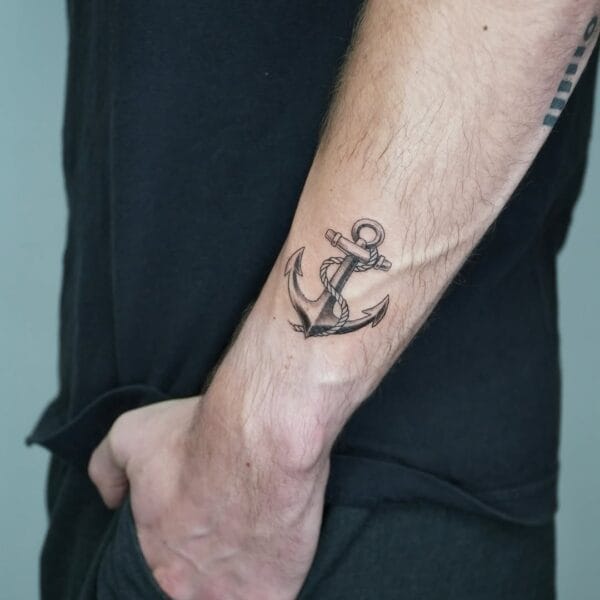 Detailed Small Anchor Forearm Tattoo