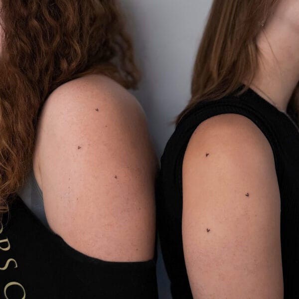 Tiny Matching Heart Tattoos On Shoulder