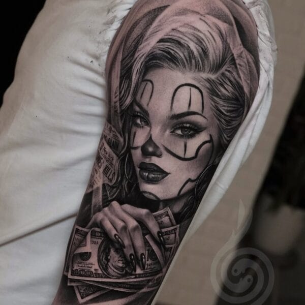 Realistic Chicano Portrait Tattoo On The Shoulder