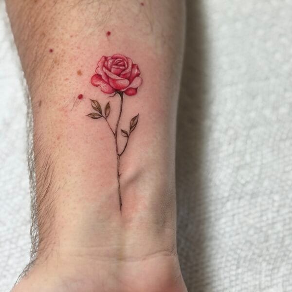 Small Color Rose Tattoo On The Wrist