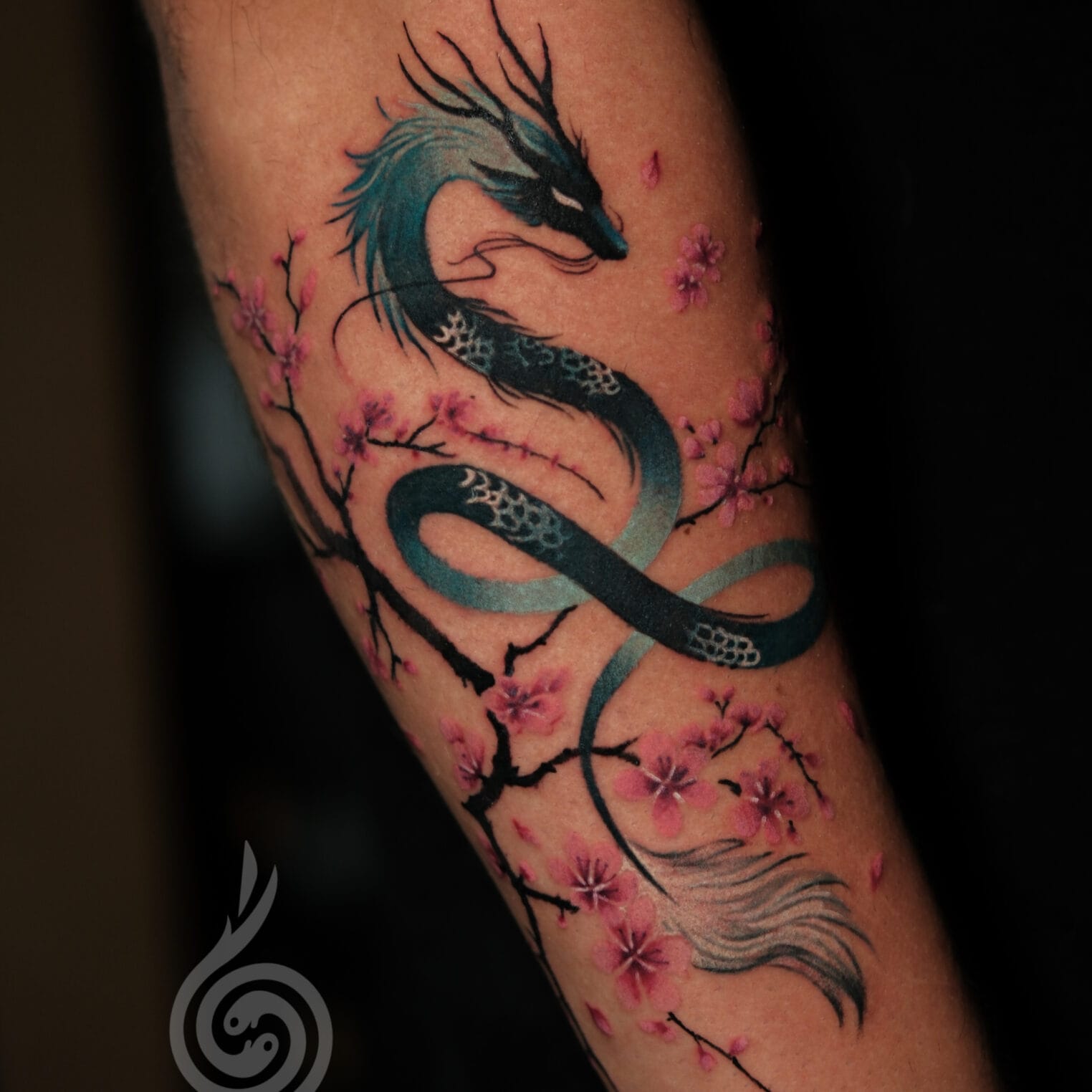 Japanese Inspired Dragon Forearm Tattoo In Watercolor